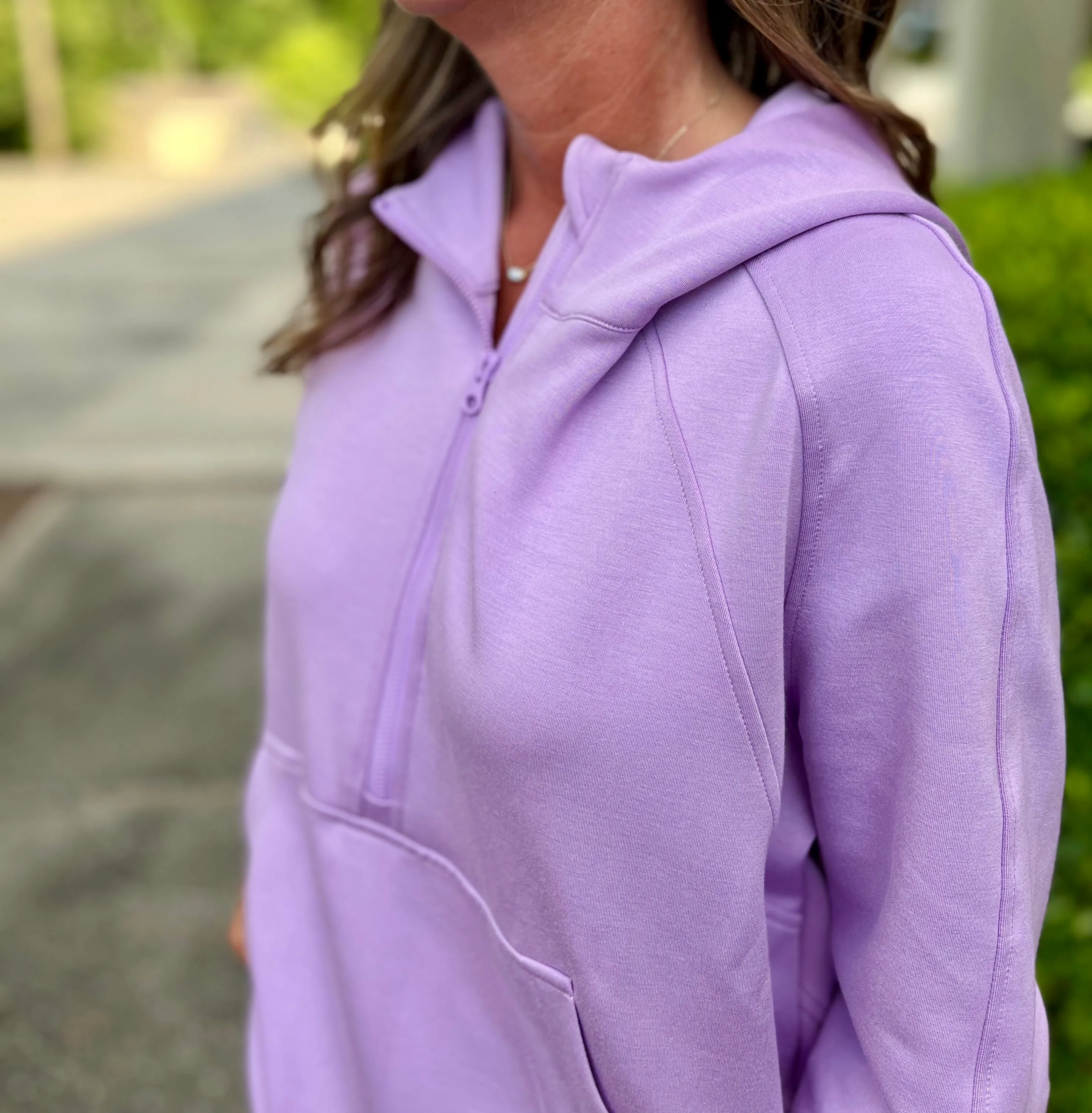 A Walk In The Park Plum Scuba Quarter Zip Hoodie