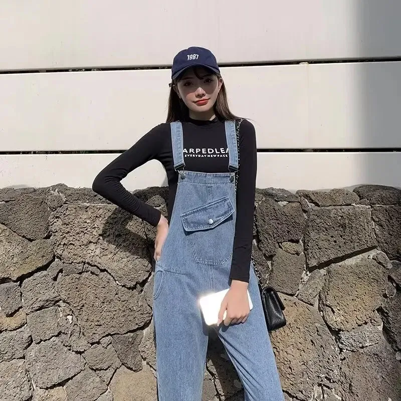 Amy Fashion - Denim Jumpsuits Women Pant Woman High Waist Denim Pants Wide Leg Denim Clothing Blue Vintage Quality Fashion Jean