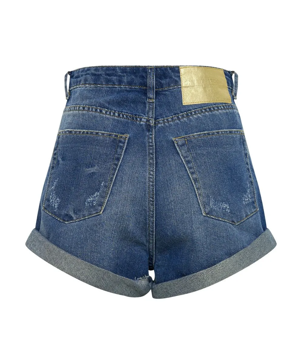 Bandits High Waist Denim Shorts Shredded Gold