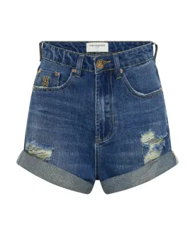 Bandits High Waist Denim Shorts Shredded Gold