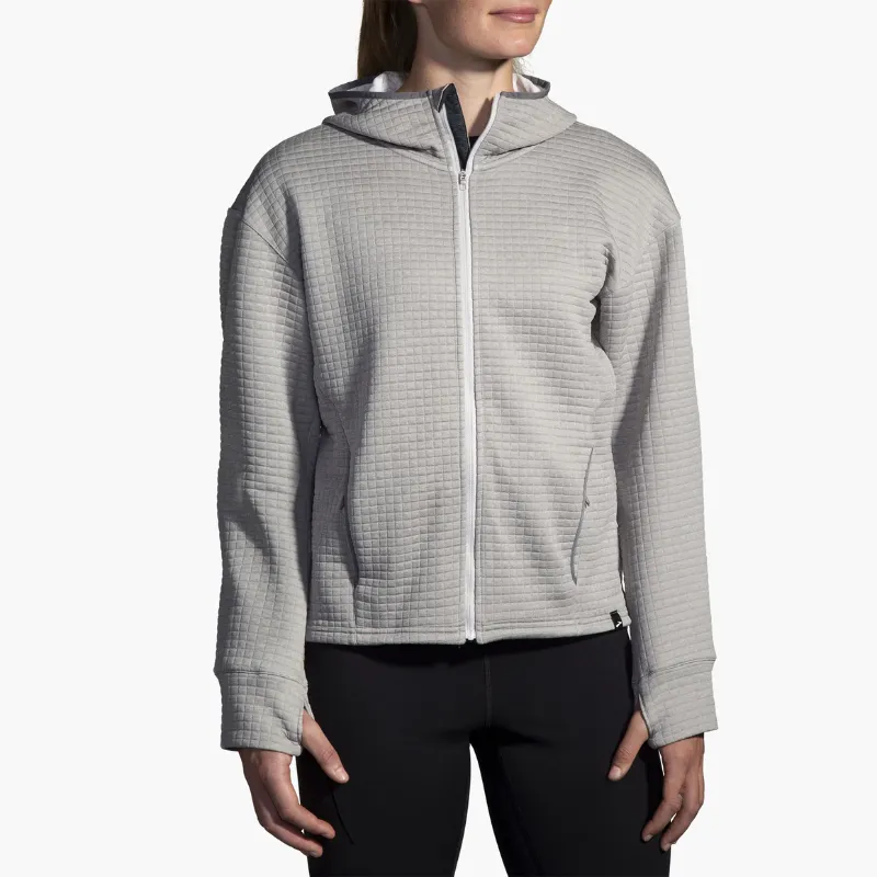 Brooks Women's Activate Midweight Hoodie in Htr Ash