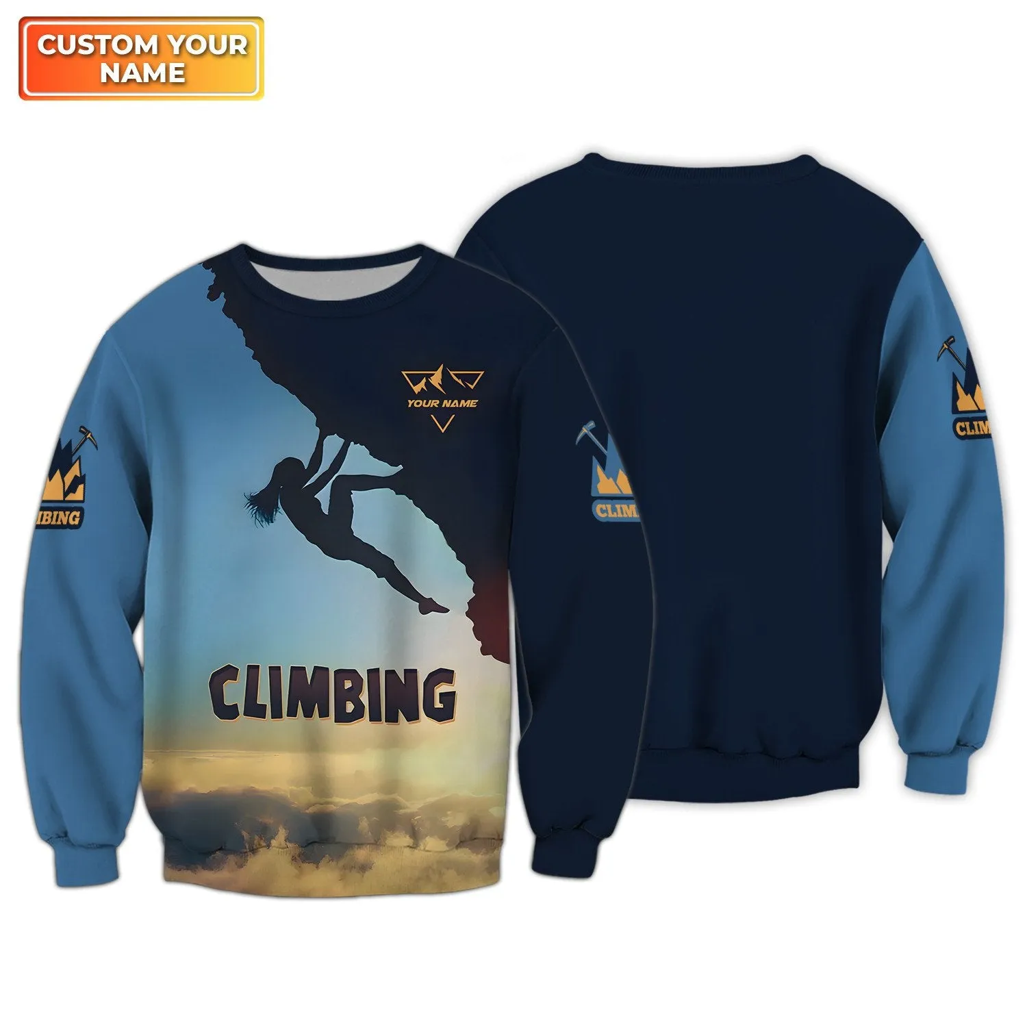 Climbing With Sunset Custom Sweatshirt Gift For Climbing Lovers 3D Christmas Women Shirt