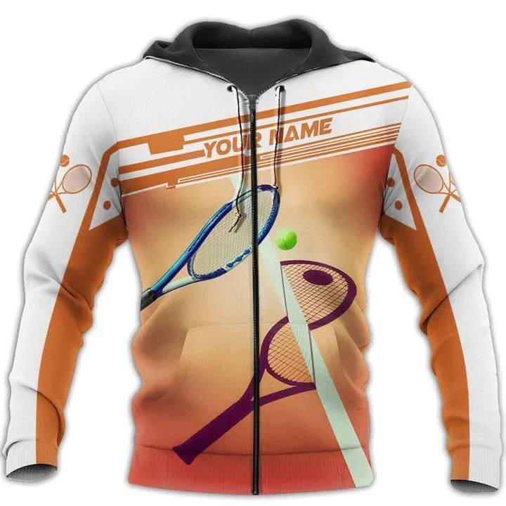 Custom 3D Print Zip Hoodie For Tennis Player, Women Tennis Tshirt, Men Tennis Player Gift