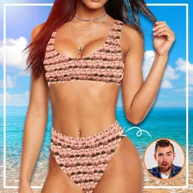 Custom Face High Waisted Swimsuit - Seamless Face