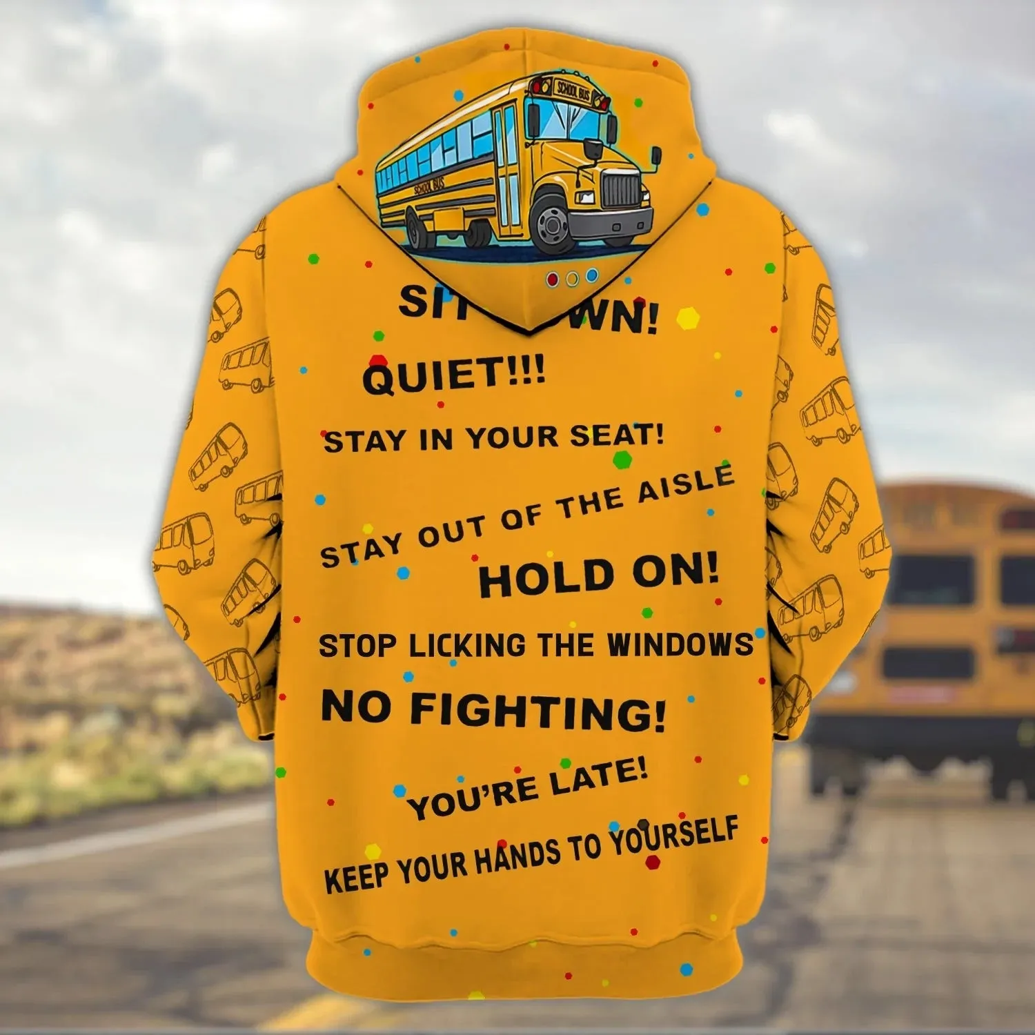 Custom Name 3D All About That Bus Zip Hoodie, School Bus Driver Hoodies Men Women