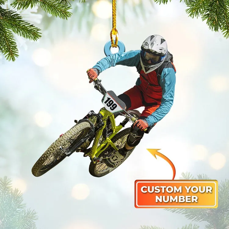 Custom Shaped Mountain Biking Flat Ornament - Christmas Home Decor Gift for Bikers