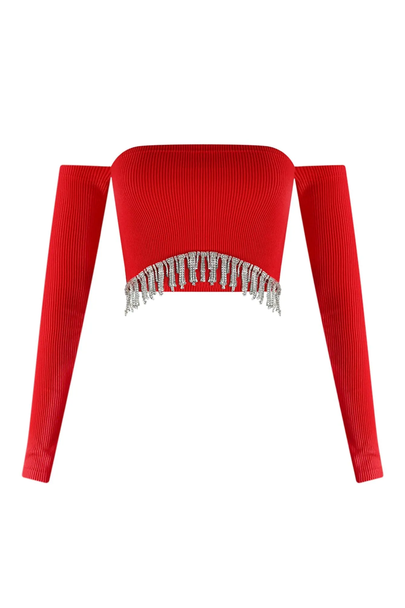 Divas Dancing Rhinestone Fringe Crop Top