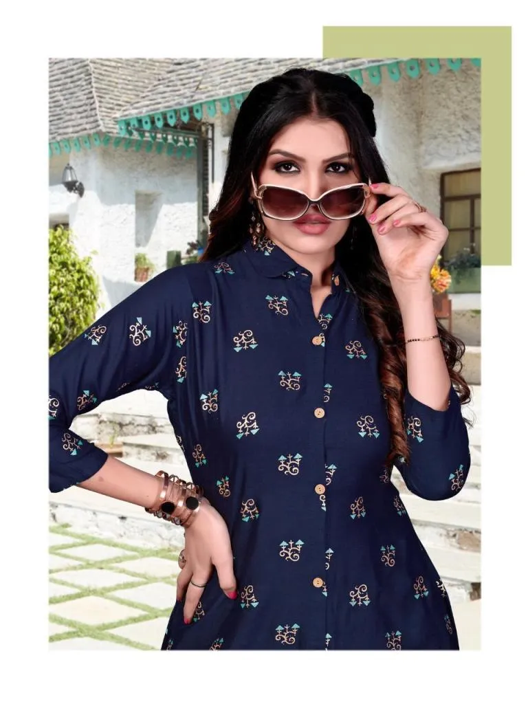 Elegant Blue Rayon Kurtis with Palazzo Set