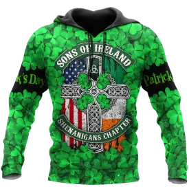 Happy St Patrick's Day Irish Shirt, Son Of Ireland Shenanigans Chapter, Hoodie T-Shirt Sweatshirt for Men and Women