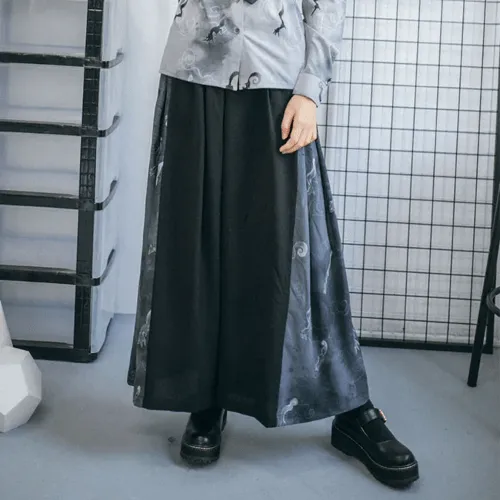 Harajuku Patchwork Pleated Palazzo Pants