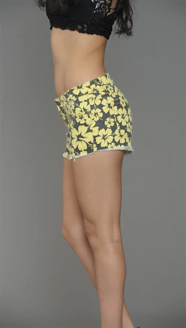 Klique B Hawaiian Print Distressed Cut Off Shorts