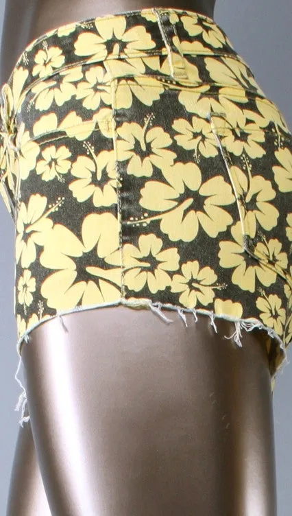 Klique B Hawaiian Print Distressed Cut Off Shorts