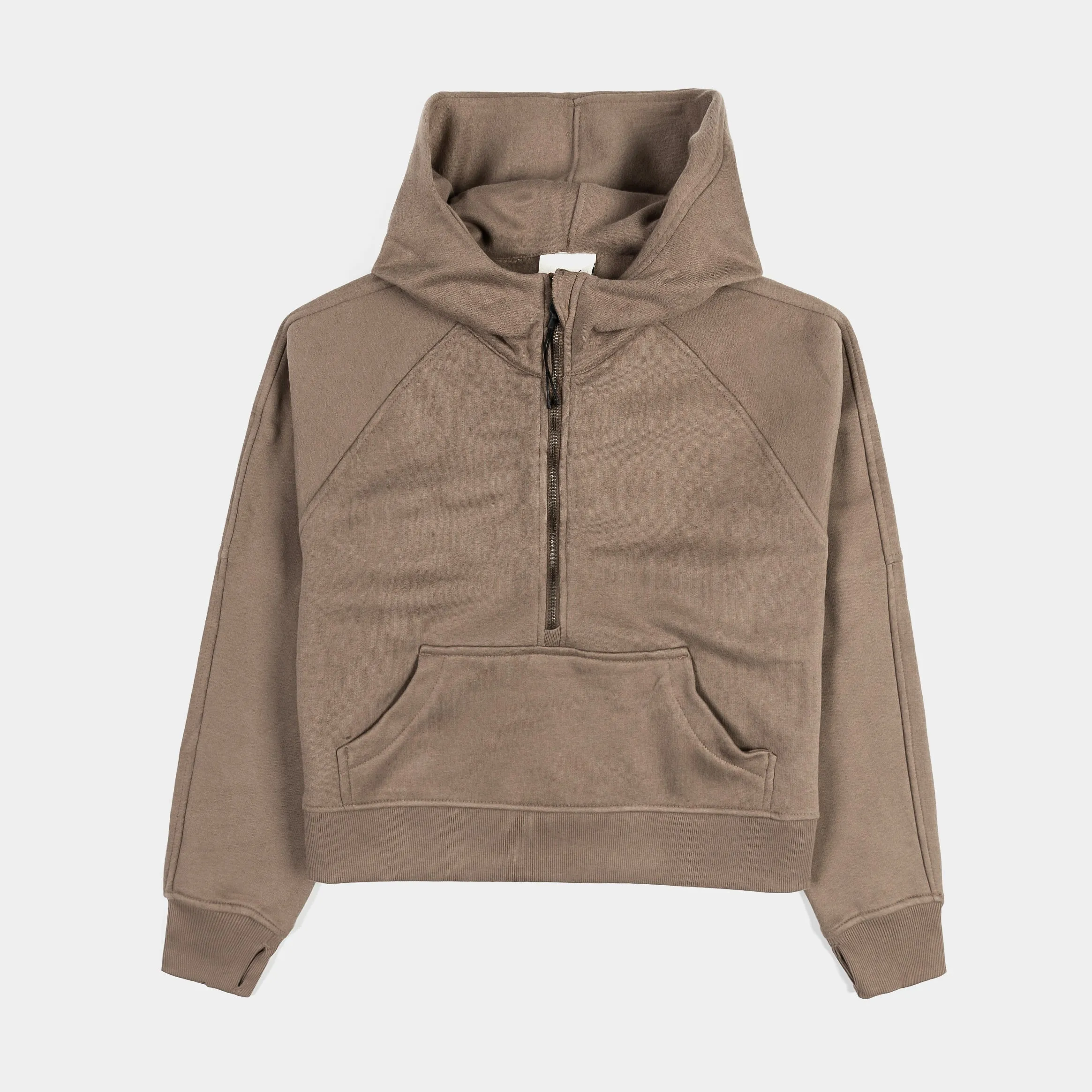 Logan Half Zip Womens Hoodie (Brown)