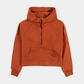 Logan Half Zip Womens Hoodie (Orange)