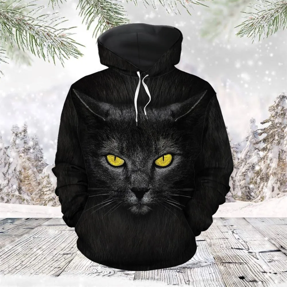 Love Black Cat All Over Print 3D Hoodie For Men And Women, Best Gift For Cat lovers, Best Outfit Christmas