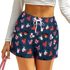 Mickey Flags Women's High-Waisted Loose Shorts With Pockets