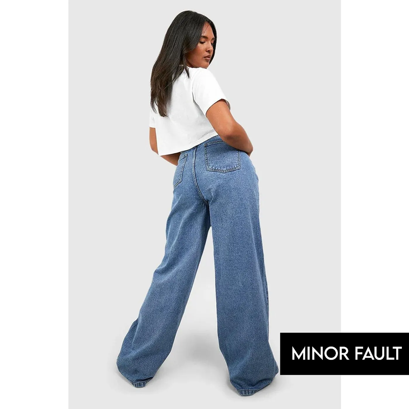 (Minor Fault) Mid Blue Wide Leg Jeans