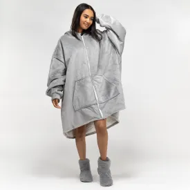 Oversized Zip Up Hoodie Blanket Sweatshirt for Men or Women - Minky Grey