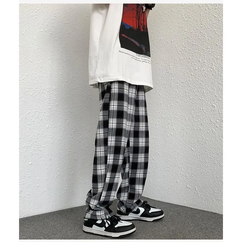 Plus Plaid Tapered Wide-Leg Drawstring Pants