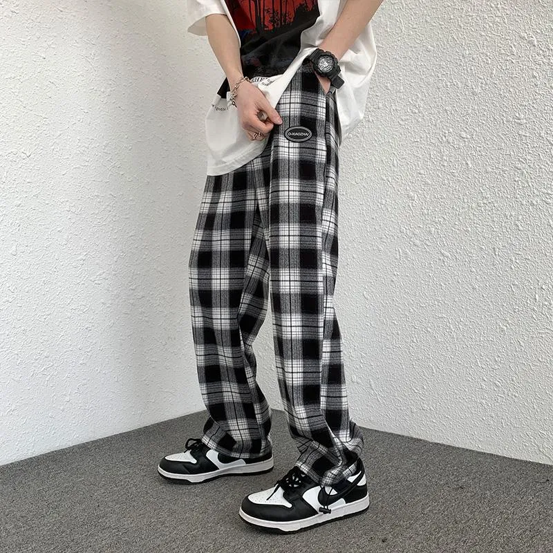 Plus Plaid Tapered Wide-Leg Drawstring Pants