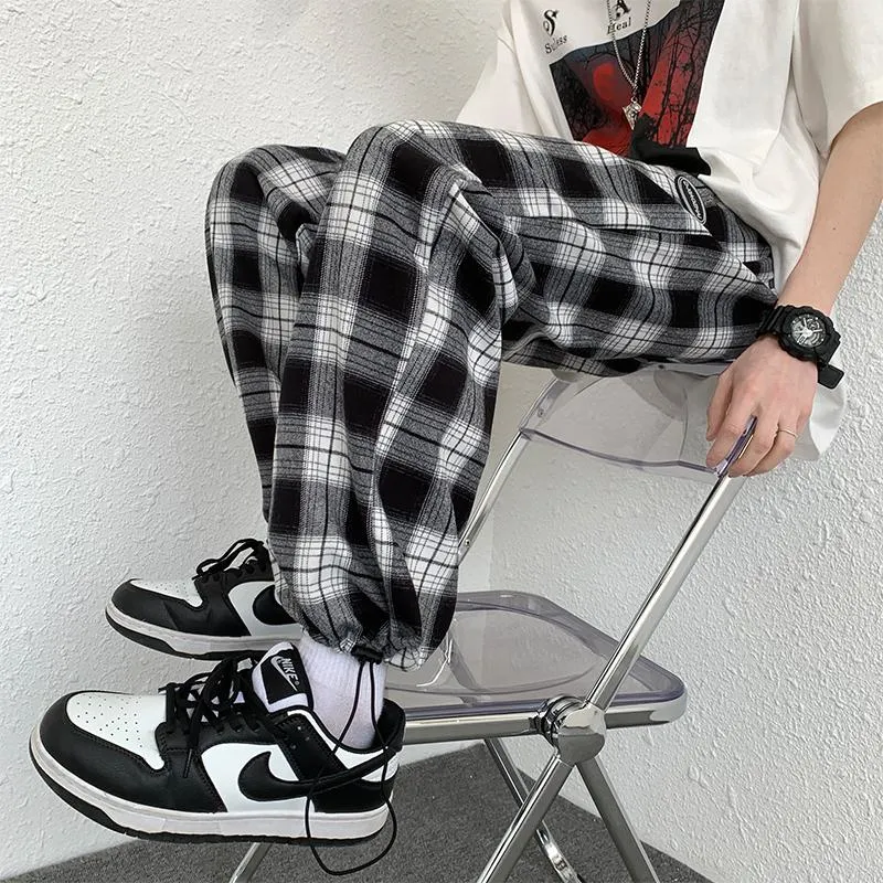 Plus Plaid Tapered Wide-Leg Drawstring Pants