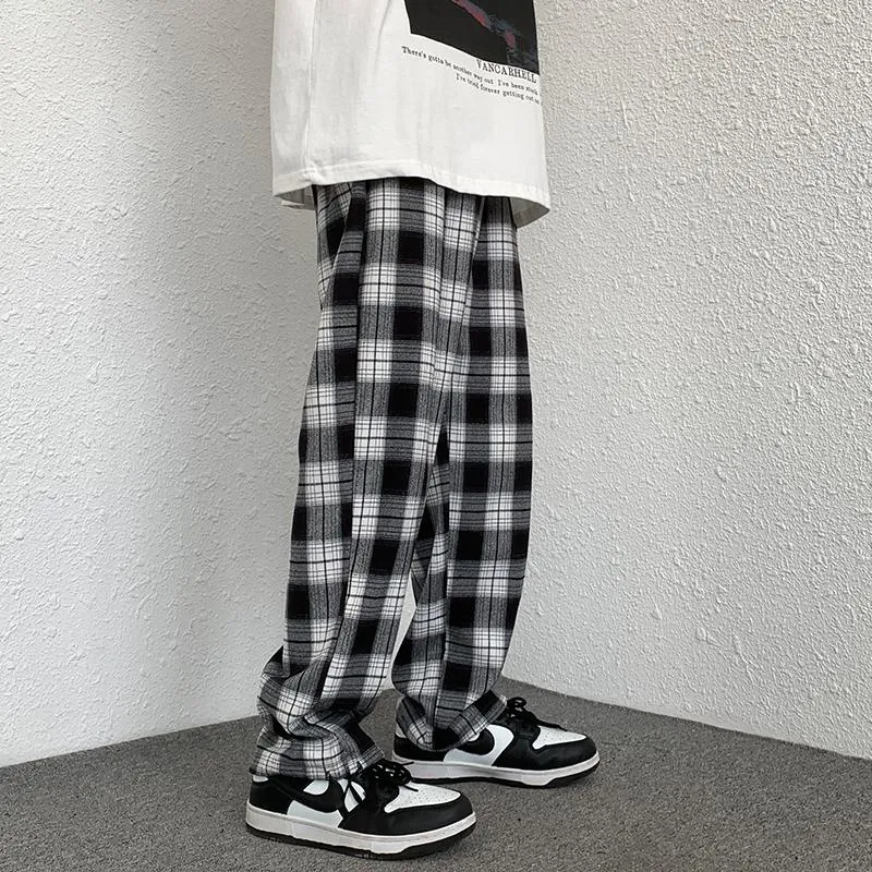 Plus Plaid Tapered Wide-Leg Drawstring Pants