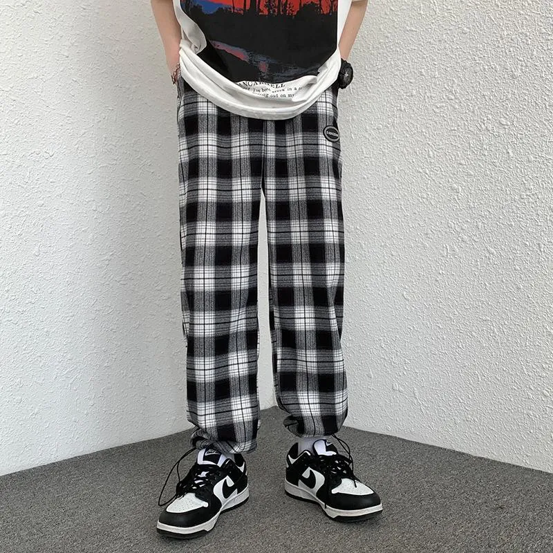 Plus Plaid Tapered Wide-Leg Drawstring Pants