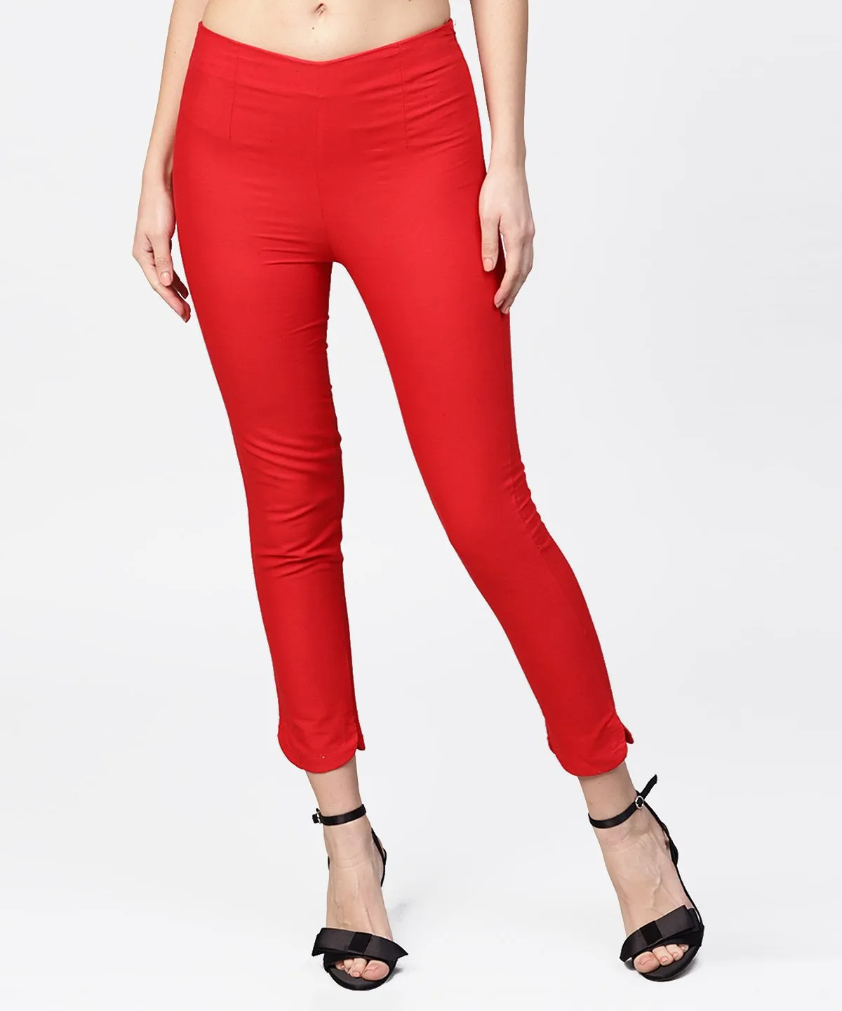 Red Straight Ankle Length Palazzo