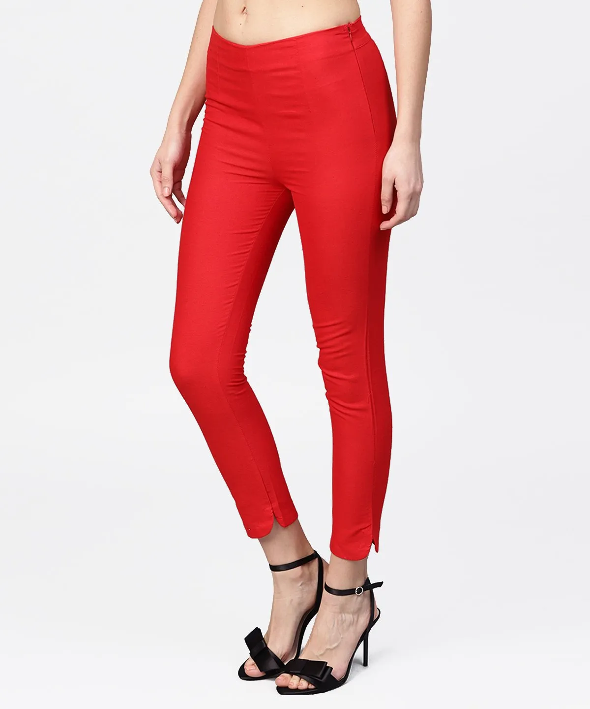 Red Straight Ankle Length Palazzo