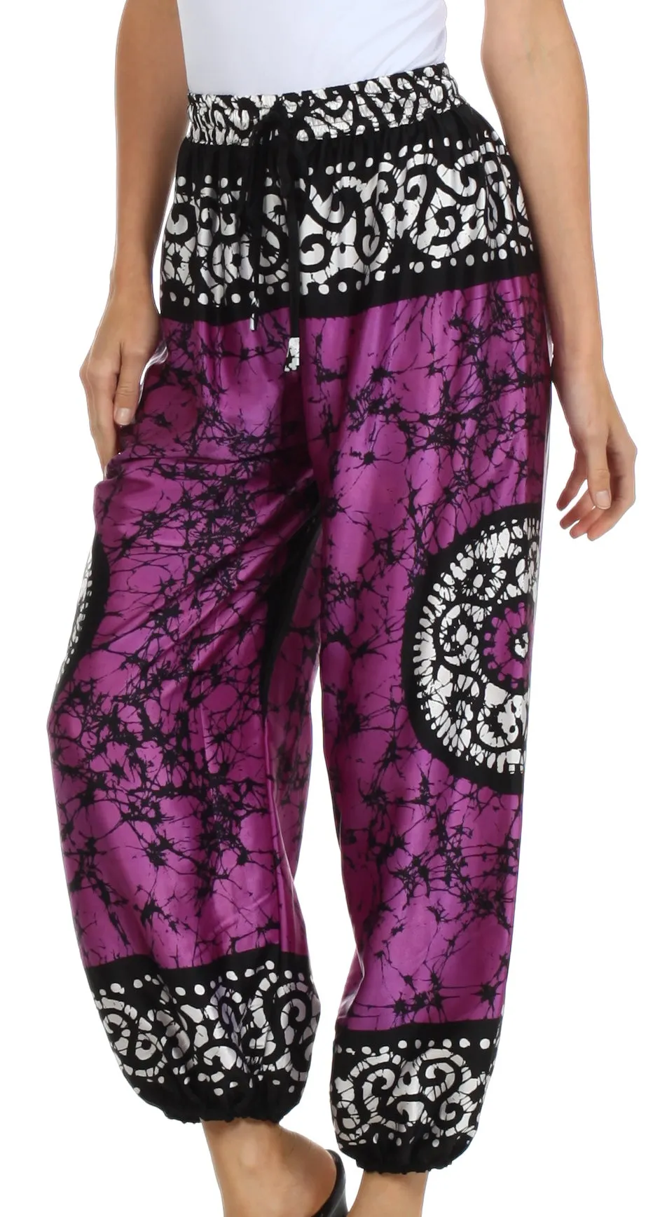 Sakkas Sephora Wide Leg Silky Harem Pants