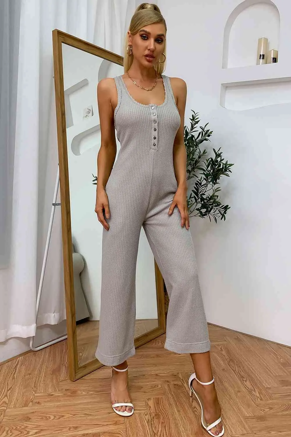 Sleeveless Straight Leg Jumpsuit