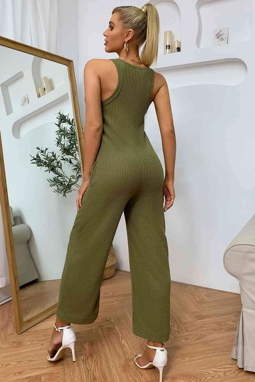 Sleeveless Straight Leg Jumpsuit