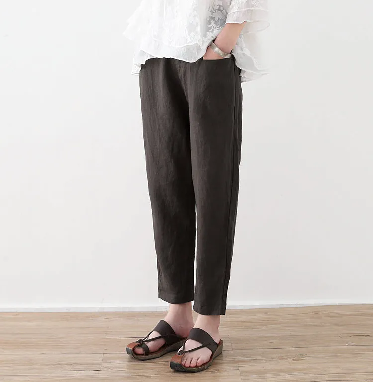 Summer 100% Linen Women Pants AMT96229