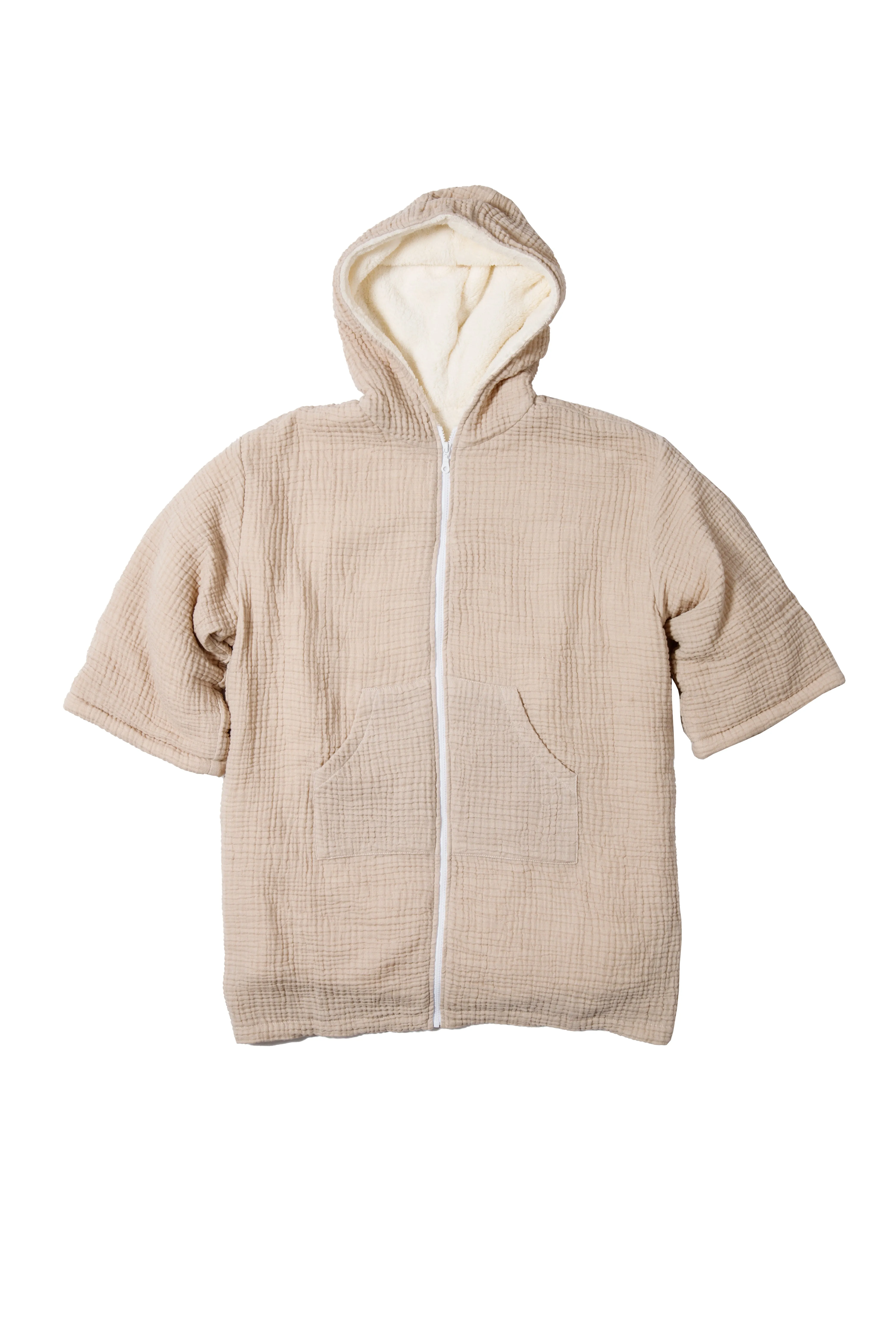 THE POLAR | Unisex Fleece-lined Muslin Zip Poncho