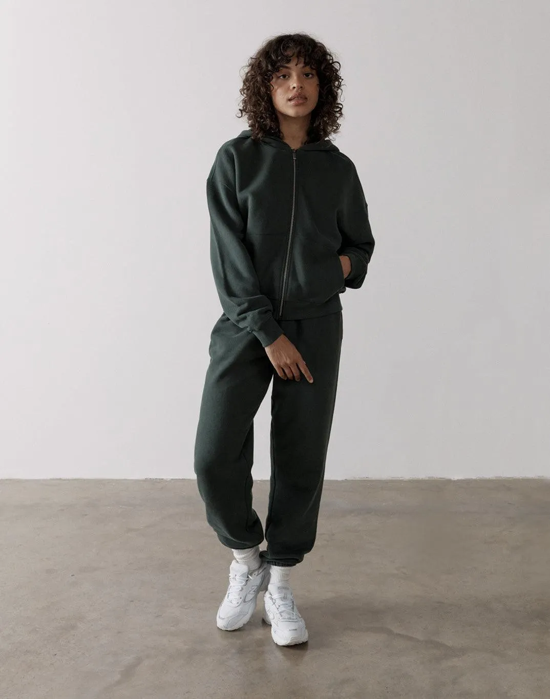 The Womens Full Zip Hoodie in Earth Green