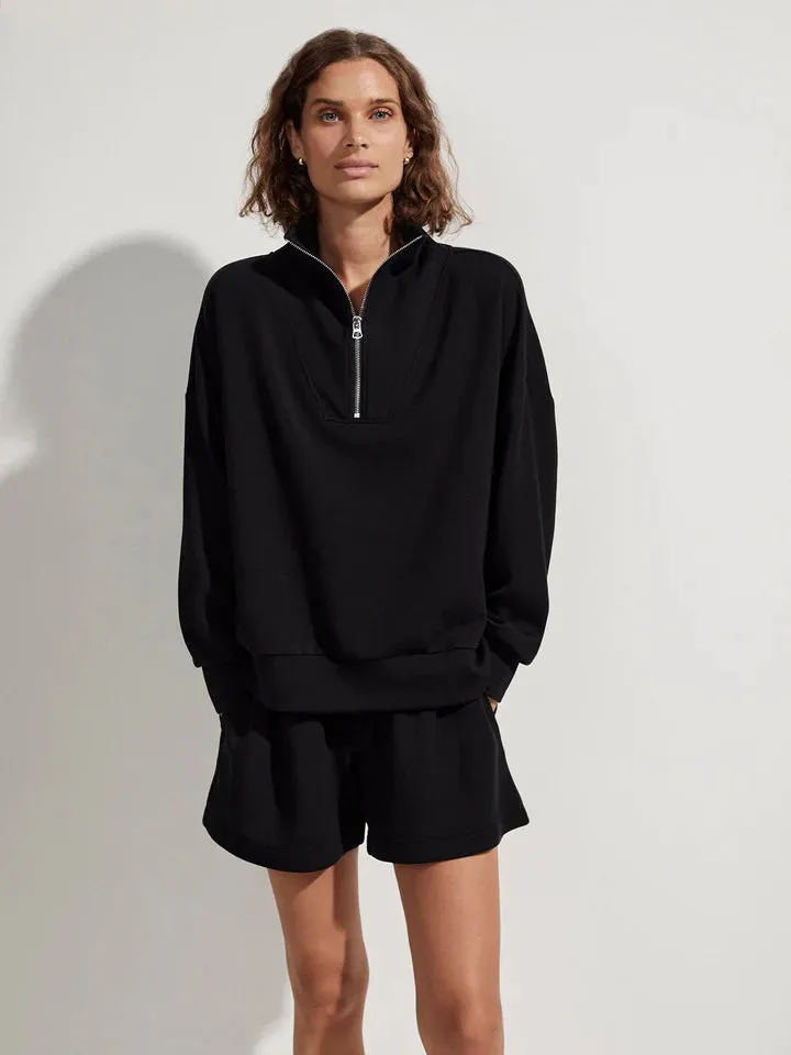 Varley Hawley Half-Zip Sweat in Black