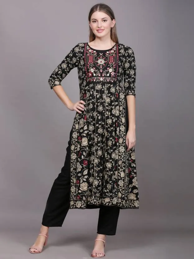 Women Kurta And Palazzo Set Cotton Rayon