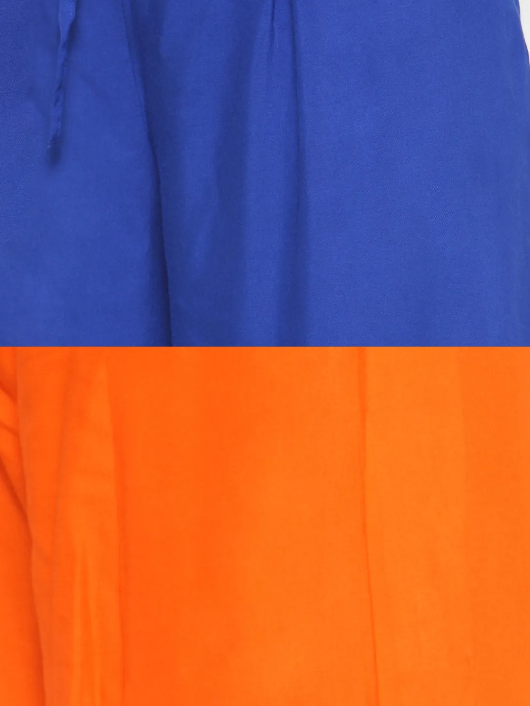 Women Set Of Two Solid Palazzos In Orange And Blue