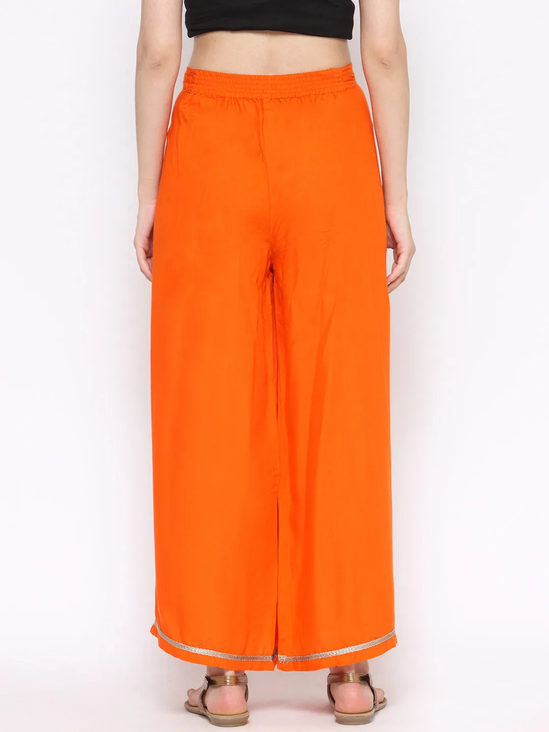 Women Set Of Two Solid Palazzos In Orange And Blue