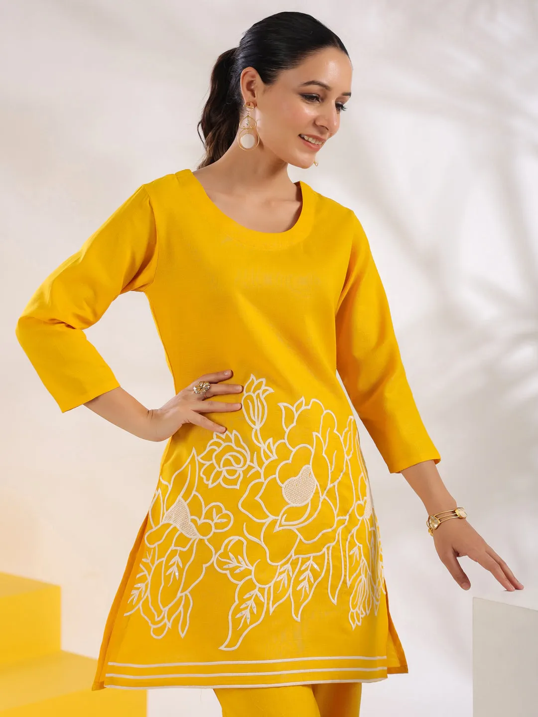 Women Yellow Pure Cotton Co-Ord Set