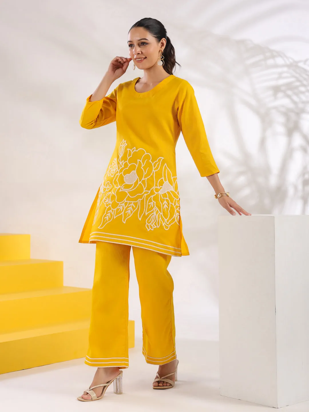 Women Yellow Pure Cotton Co-Ord Set