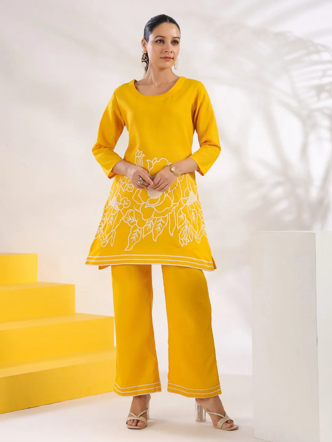 Women Yellow Pure Cotton Co-Ord Set