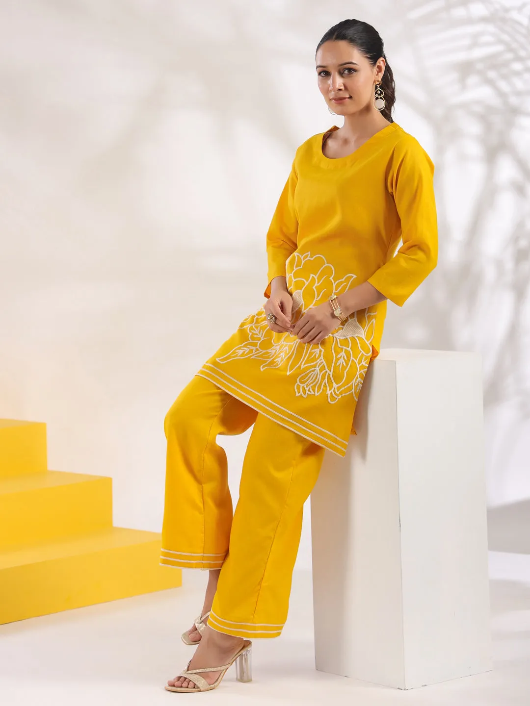 Women Yellow Pure Cotton Co-Ord Set