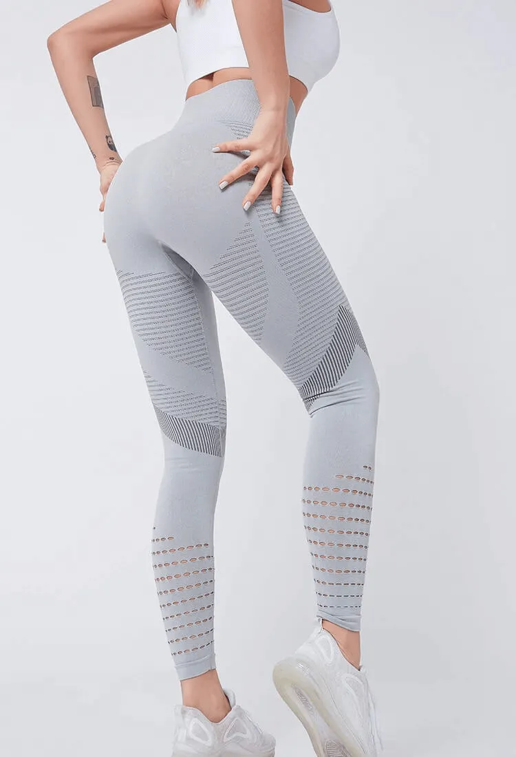 Women's Hollow Seamless High-Waisted Leggings for Fitness - SF0184