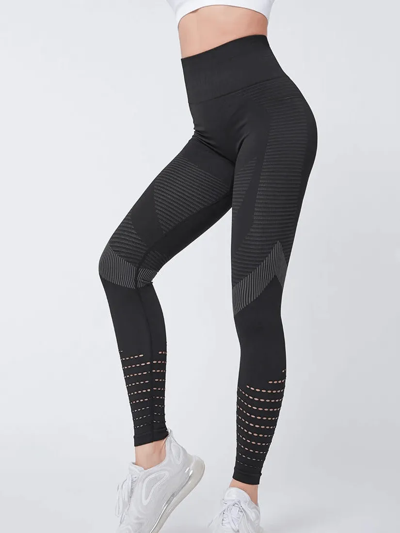 Women's Hollow Seamless High-Waisted Leggings for Fitness - SF0184