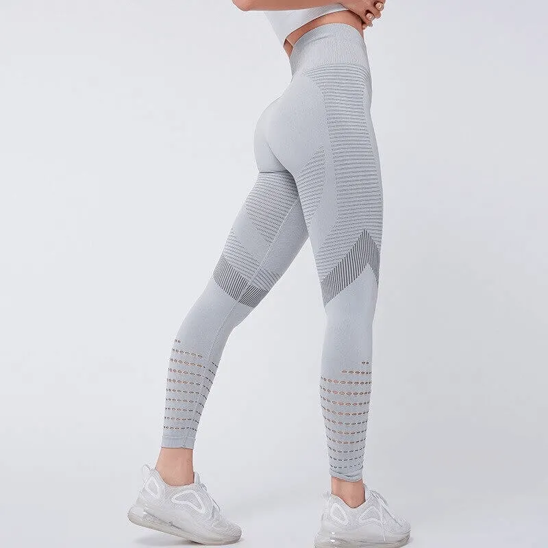 Women's Hollow Seamless High-Waisted Leggings for Fitness - SF0184