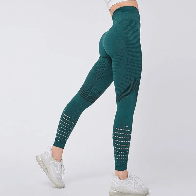 Women's Hollow Seamless High-Waisted Leggings for Fitness - SF0184