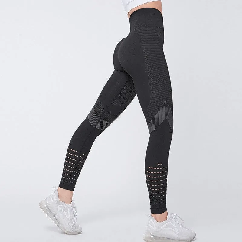 Women's Hollow Seamless High-Waisted Leggings for Fitness - SF0184