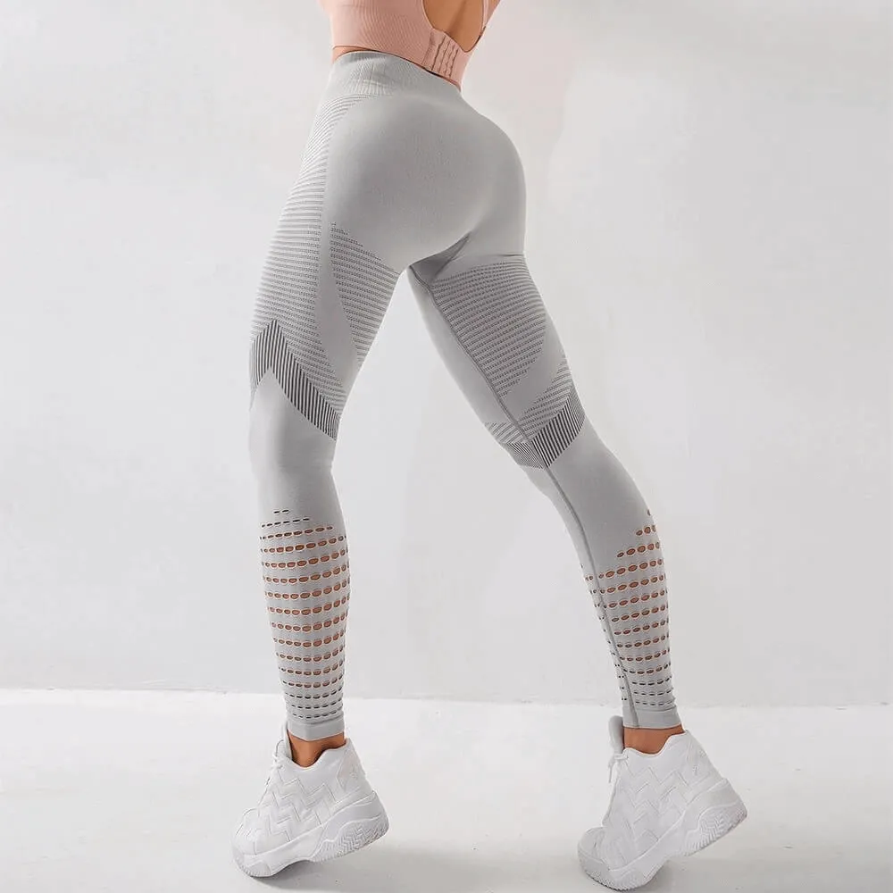 Women's Hollow Seamless High-Waisted Leggings for Fitness - SF0184